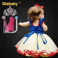 1st birthday snow white clothing summer baby girl mesh christening gowns fancy baby wedding gown infant party tutu newborn dress