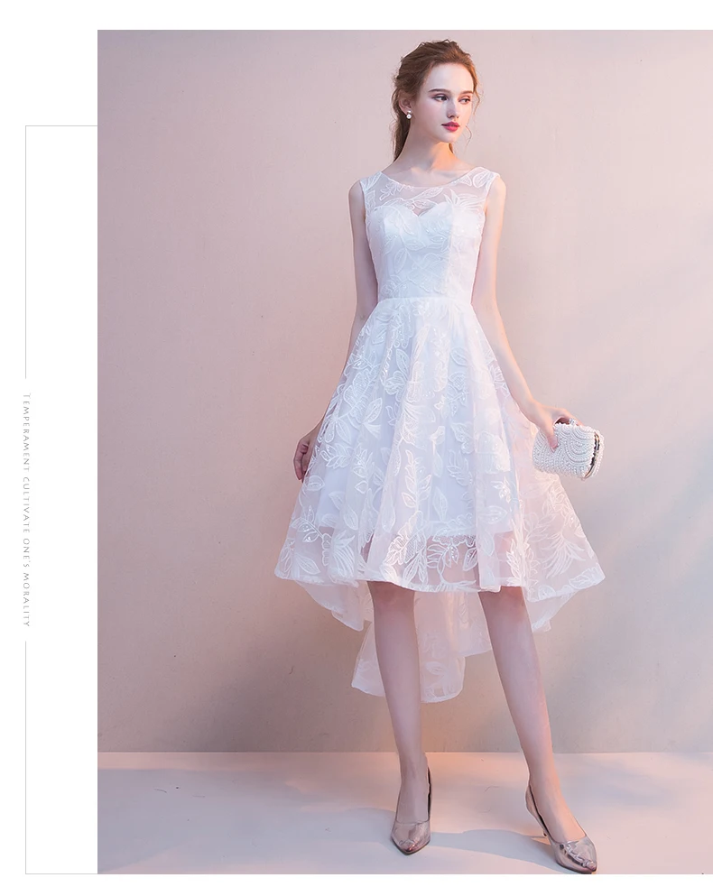 White Simple Evening Gowns Evening Dress Party Elegant Evening Dresses Short Front and Long Rear Short Formal Dress ES2579