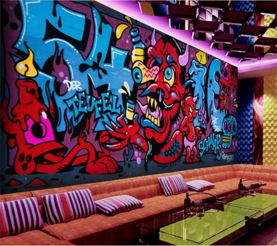 Пользовательские обои 3D фрески призрак ужас Граффити стиль бар фон Стена