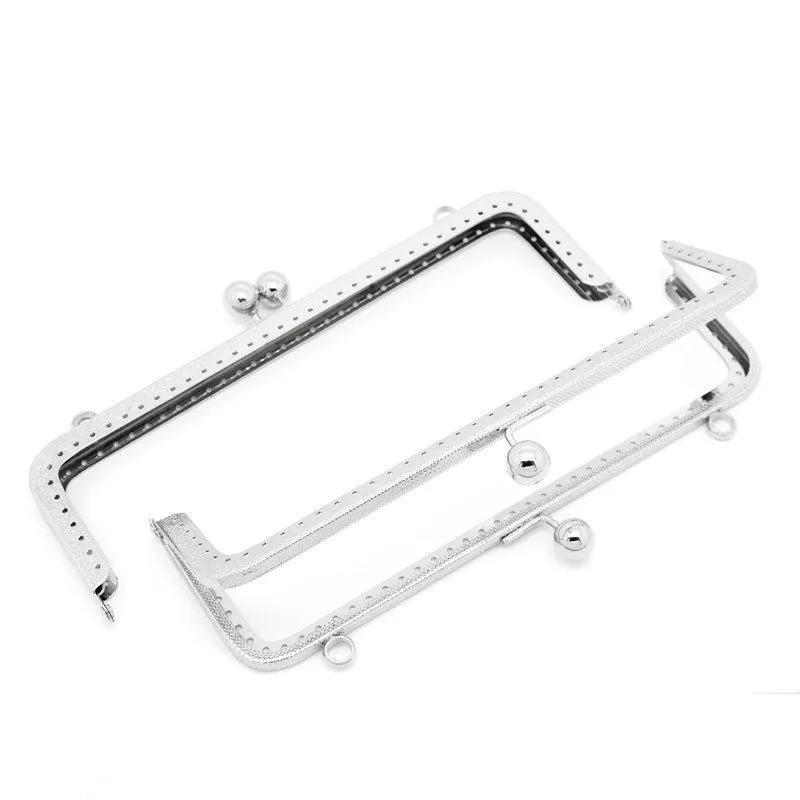

10Pcs Silver Tone Clutch Coins Purse Metal Rectangle Frame Kiss Clasps Lock DIY Handbag Handle 20x8.5cm