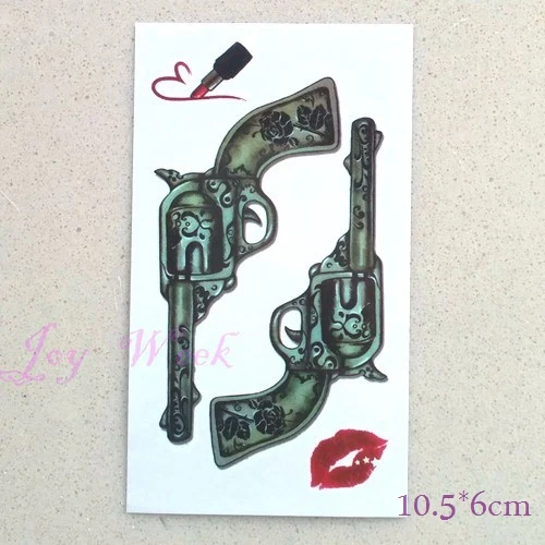 Водостойкая Временная тату-наклейка пикантные красные губы пистолет