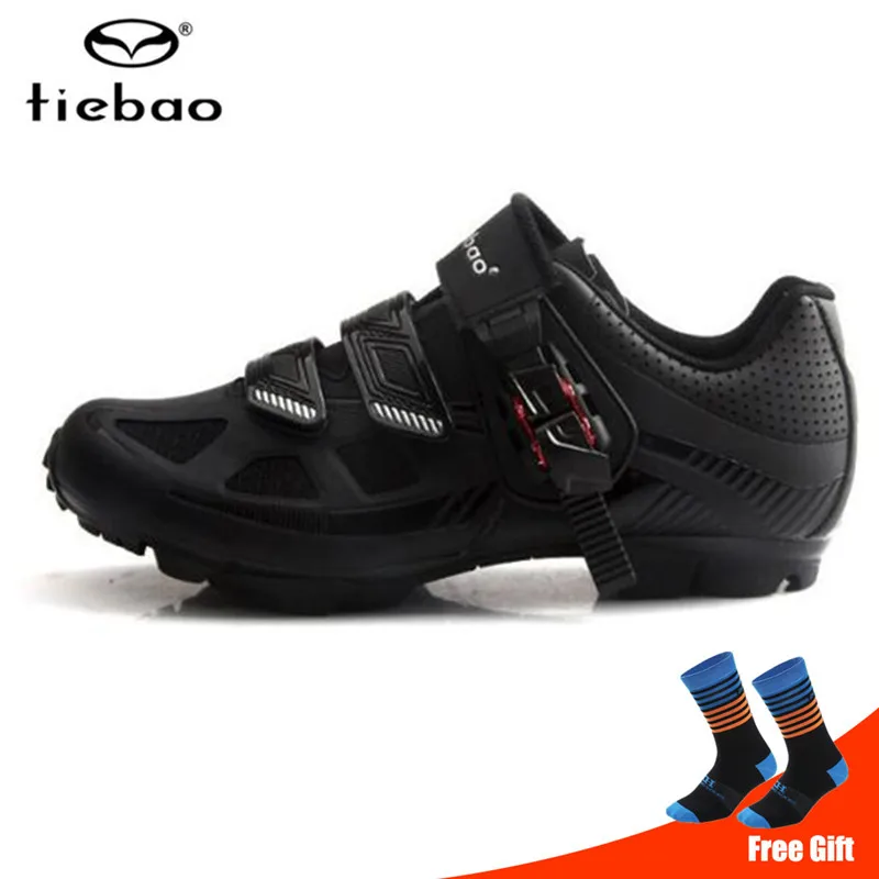 add socks Tiebao велосипедная обувь MTB SPD набор педалей для езды на велосипеде обувь мужские самозакрывающиеся дышащие кроссовки для горного велосипеда - Цвет: add socks