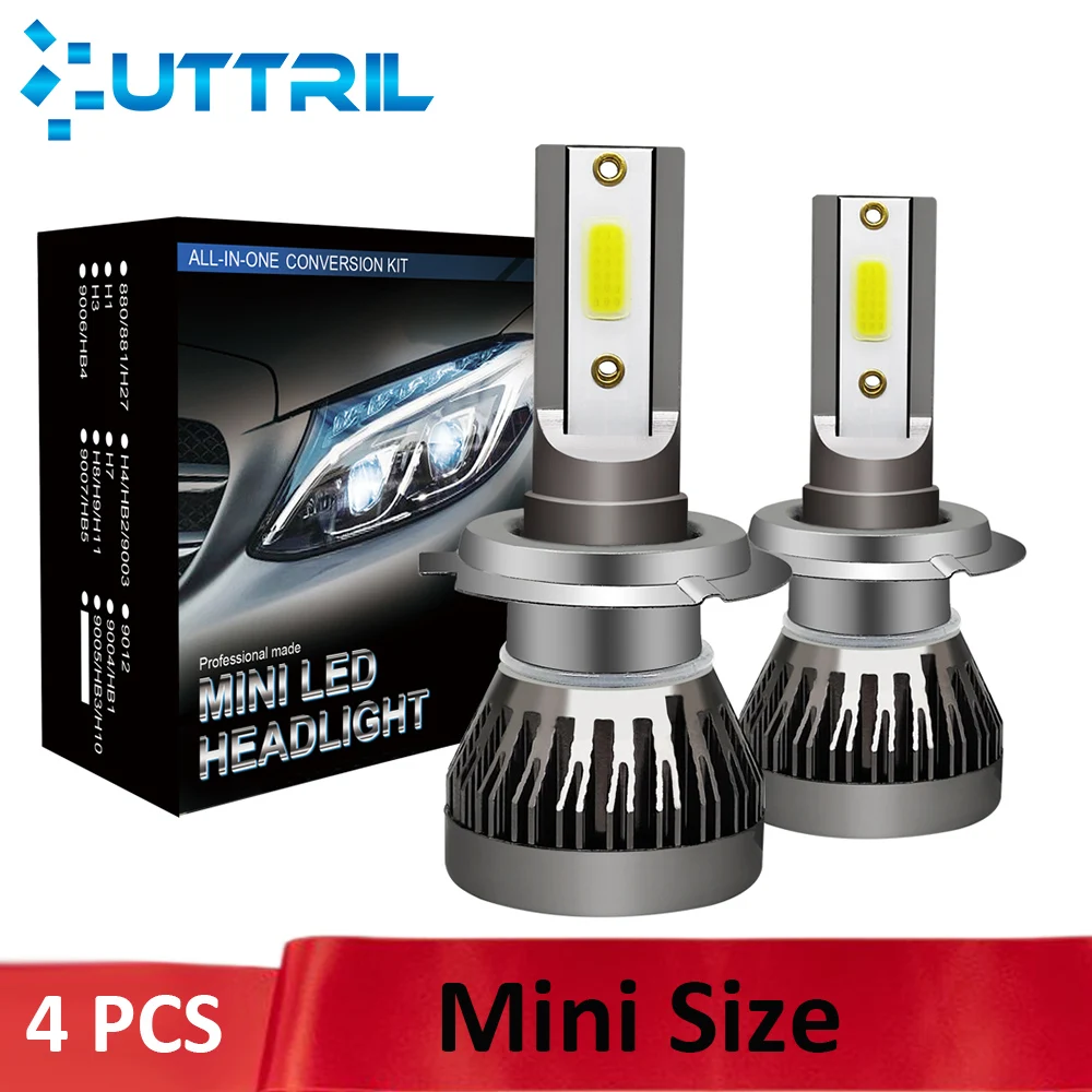 Uttril 4 шт Мини Размеры H4 H7 светодиодный H1 H11 H8 H9 9005 HB3 9006 HB4 8000LM Автомобильная фара
