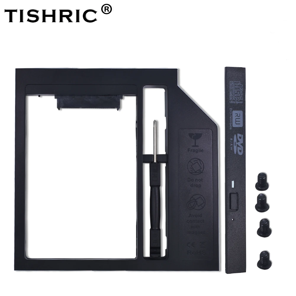 Новый пластиковый универсальный 2 й HDD Caddy 12 7 мм SATA 3 0 для 5 'ƍ 9 чехол SSD корпус DVD
