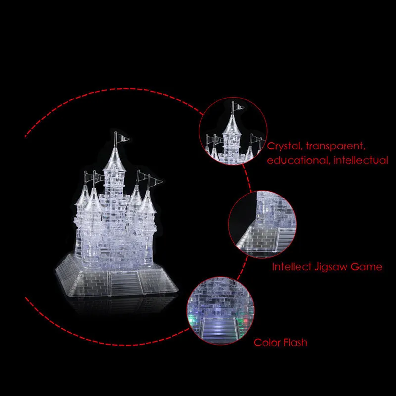 105 шт 3D кристаллическая головоломка музыка и светодиодный флэш замок Кристалл Головоломка музыкальный Светильник Модели DIY Замок головоломки Развивающие игрушки для детей Подарки