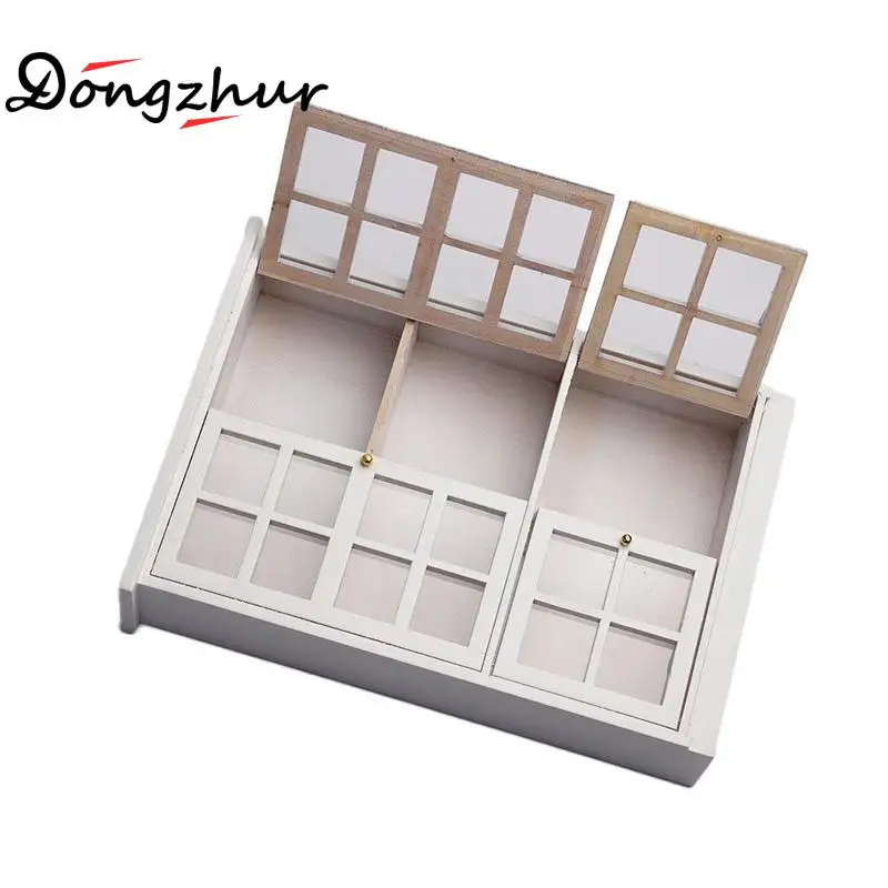 Мебель из березы мини ретро кухонный шкаф с белым стеклом витрина для 1/12