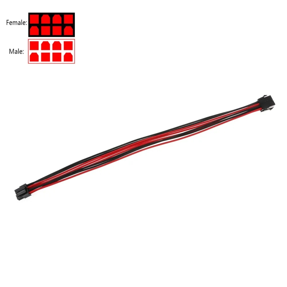 ЦП 8Pin ATX источник питания Женский к мужскому Удлинительный кабель черный красный