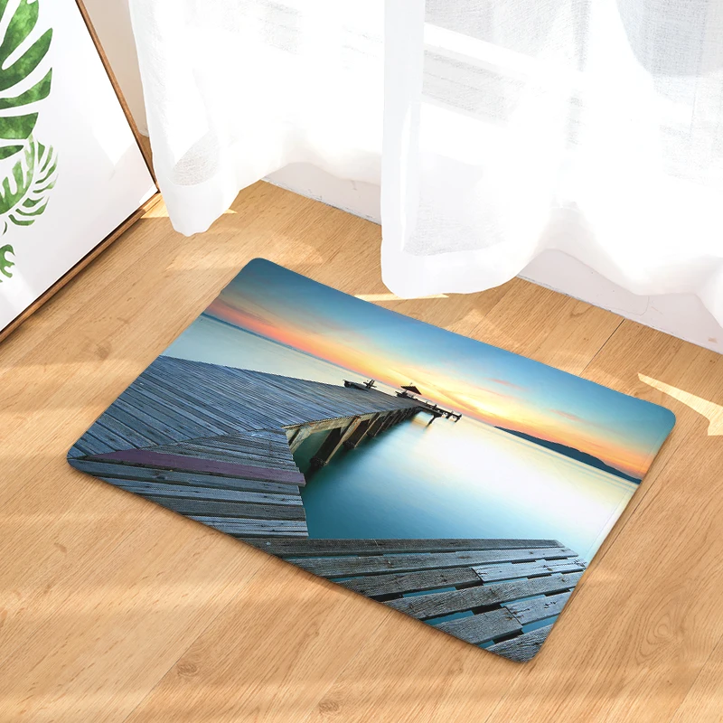 2017 Приморский вечерний пейзаж печать ковры Нескользящие кухонные коврики для