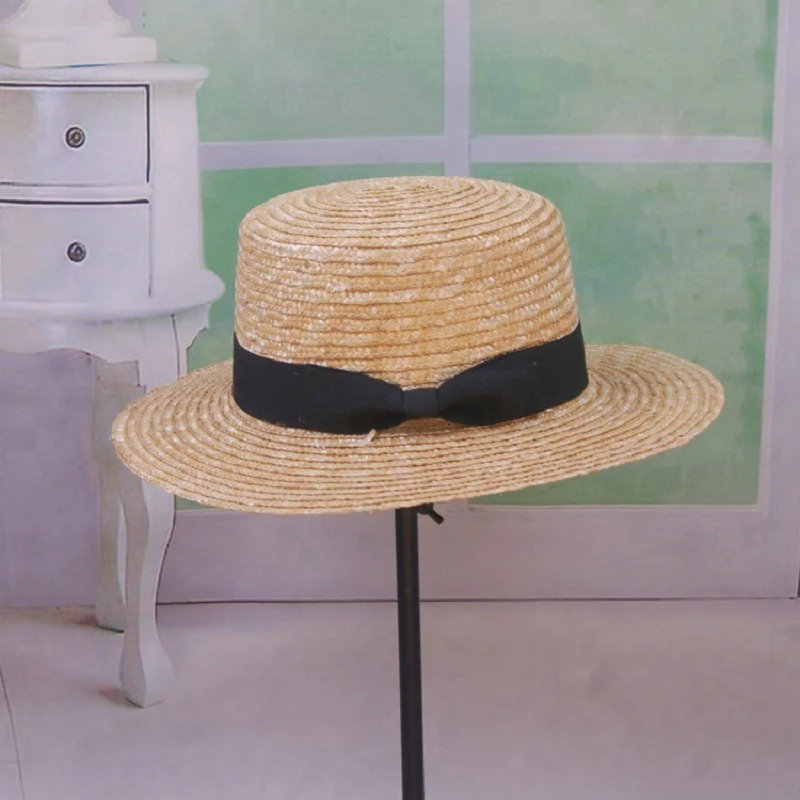 Шляпа от солнца из пшеничной соломы для мужчин и женщин шляпы с плоским верхом