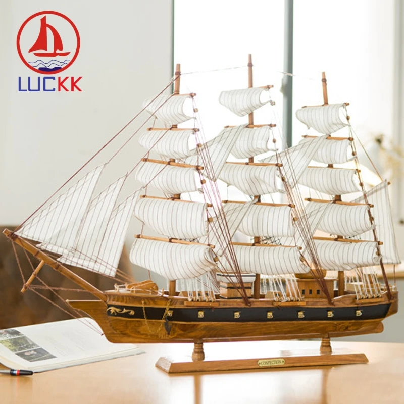 Деревянная модель корабля в винтажном стиле 80 см|Статуэтки и миниатюры| |