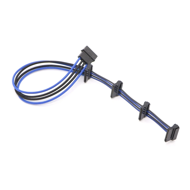 Многоцветная с одним рукавом IDE Molex 4Pin на 4x SATA 15Pin адаптер питания