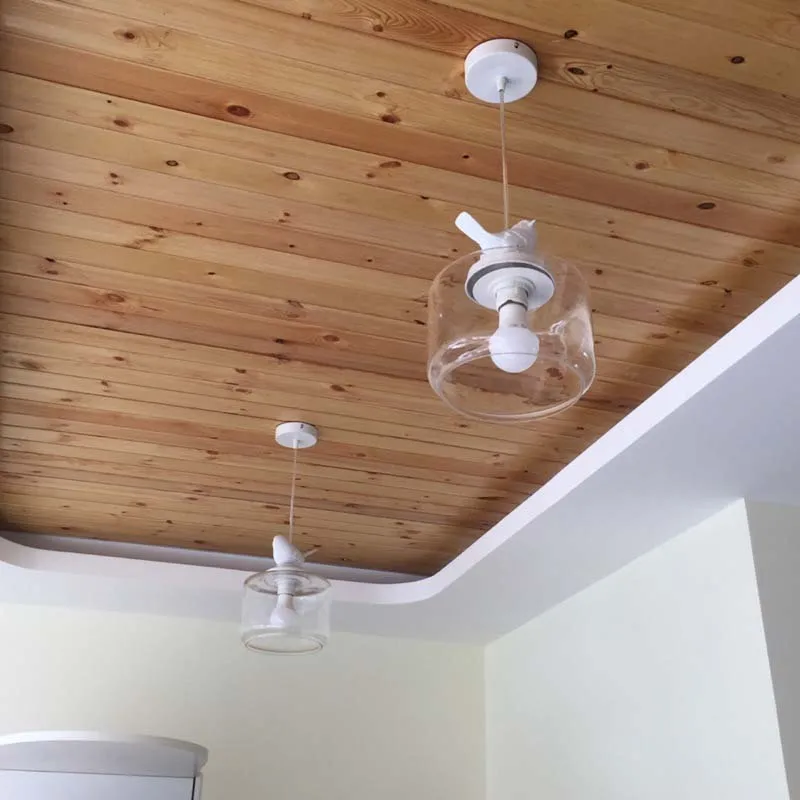 Промышленный винтажный подвесной светильник Оригинальный стеклянный с птицами