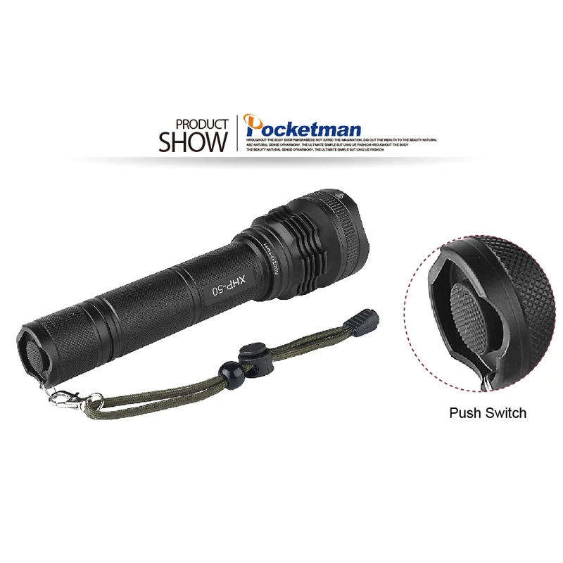 Водонепроницаемый масштабируемый светодиодный фонарик Pocketman XHP50 8000 лм