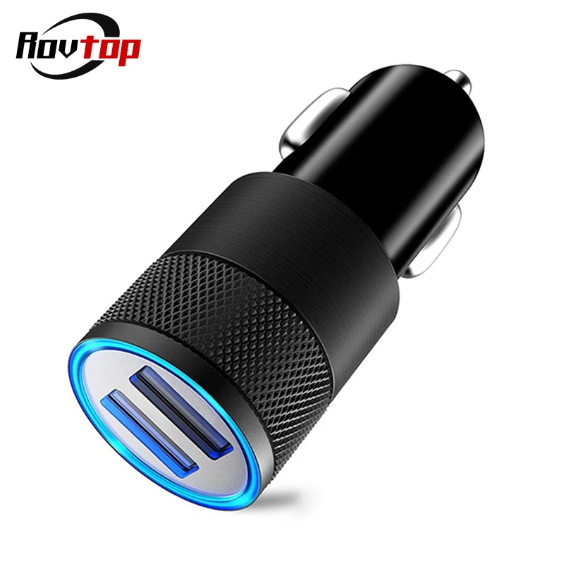 Rovtop 2.1A 1A Dual USB Автомобильное зарядное устройство Универсальный 12 в автомобильный прикуриватель зарядное устройство гнездо адаптер для iPhone samsung телефон Z2