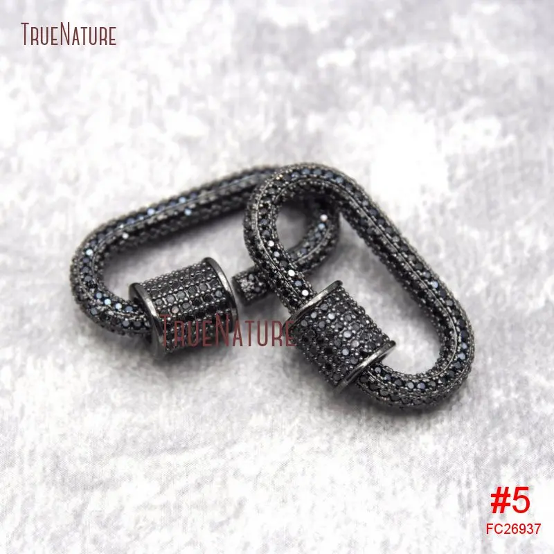 CZ Micro Pave Oval shape винтовая застежка золото розовое золото бронзовая Посеребренная u-образная застежка замок карабин проложенный замок FC26938 - Цвет: FC26937
