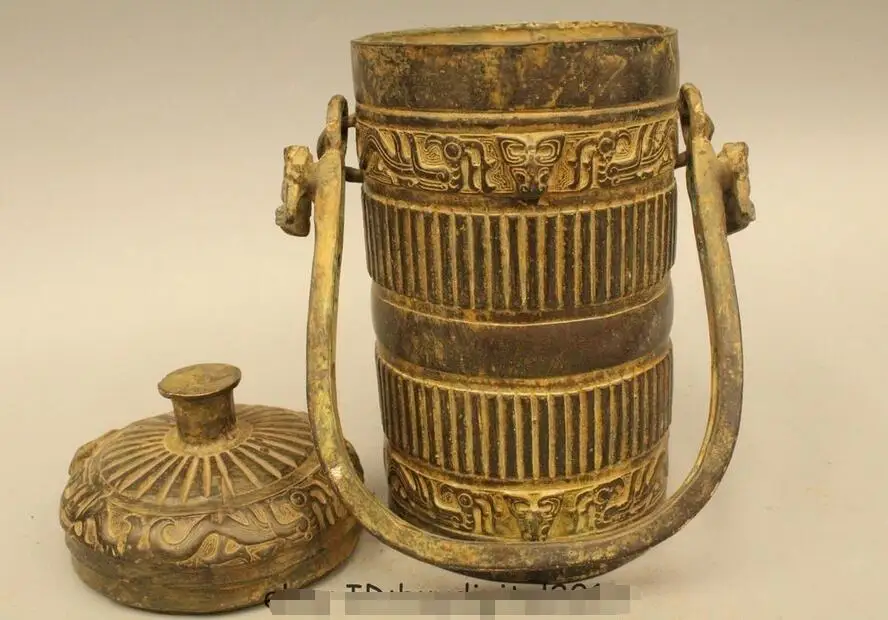 12 &quotДревняя китайская династия дворец Бронзовый зверь горшок ZUN бутылка ваза