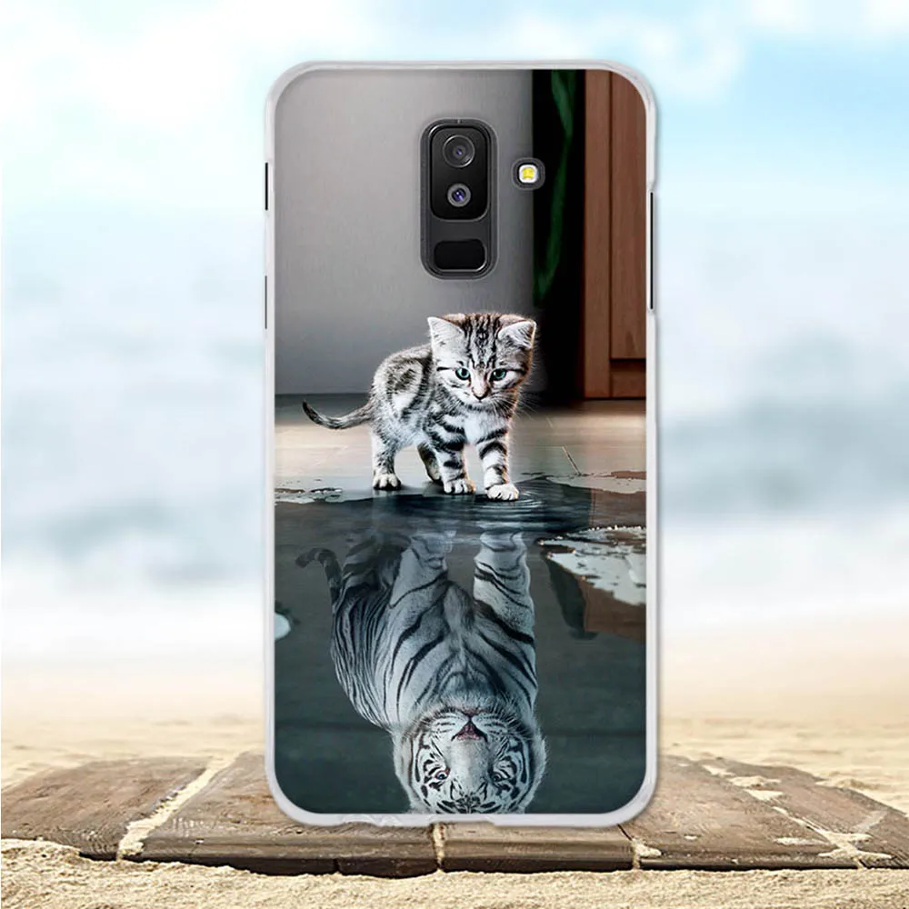 Чехол для Samsung Galaxy A6 Plus 2018 окрашенный защитный силиконовый чехол 3D с милым котом A9