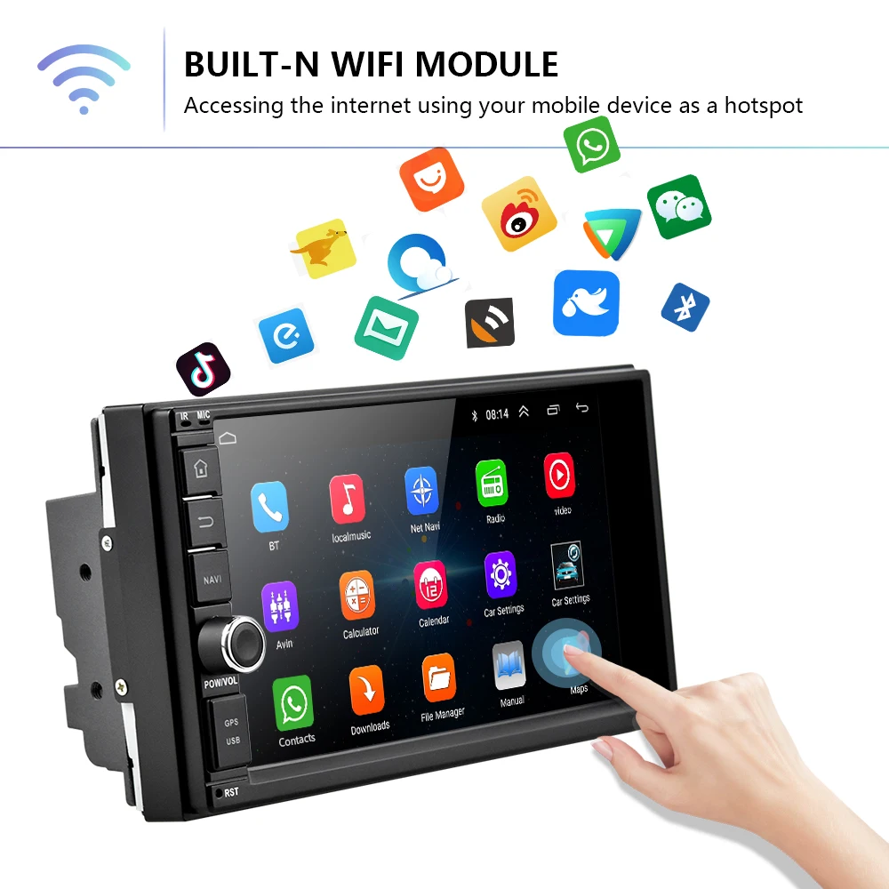 Podofo 2 Din Android 8 1 автомобильный мультимедийный плеер 7 ''сенсорный экран 2din GPS
