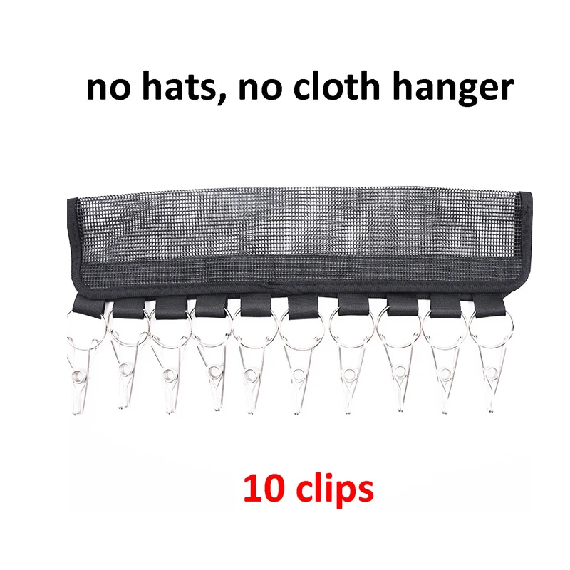 

Cap Organizer Hanger Convenient to Carry Cloth Socks Organizer Hanger with 10pcs Stainless Steel Clips