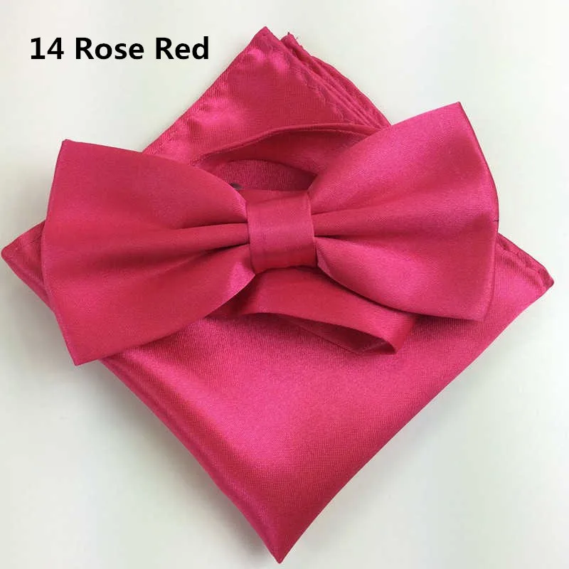 Галстук из шелкового атласа смокинг галстуки-бабочки и Pocket Square Set для мужские Для женщин Леди Твердые Цвет костюм с бантом Костюмы аксессуары ZY186118