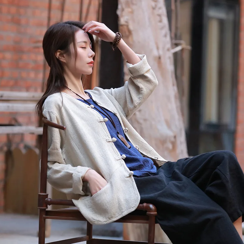Женские хлопковые льняные рубашки винтажные блузки весна новинка высокое