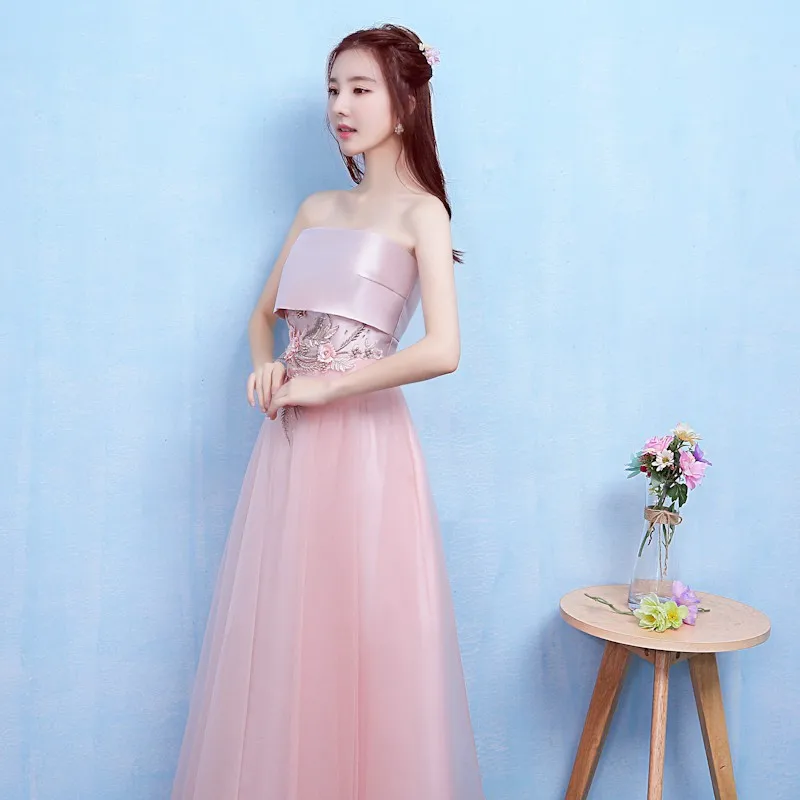 Новое платье подружки невесты розового цвета длинное свадебное Вечерние