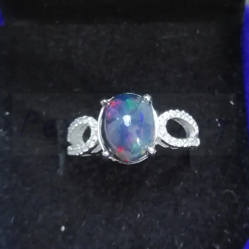 Кольцо с натуральным черным опалом,, серебро 925 пробы, 9*11 мм, 2.2ct, драгоценный камень для мужчин или женщин, хорошее ювелирное изделие# J97301