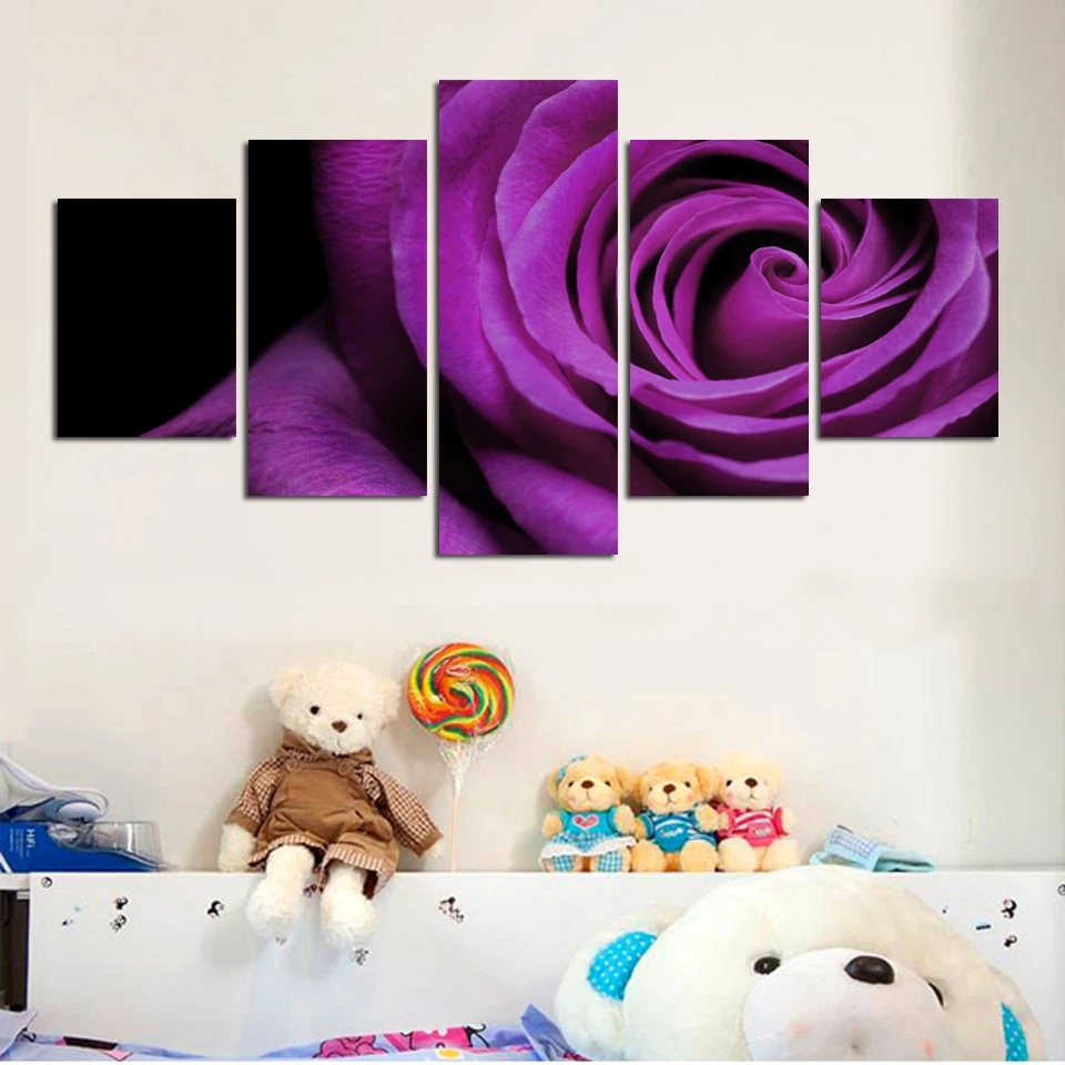 fashion Hot Sell Purple roses Flower Simple Cute Paintings For Living Room Such Beauty Picture Canvas Printed Unframed | Дом и сад
