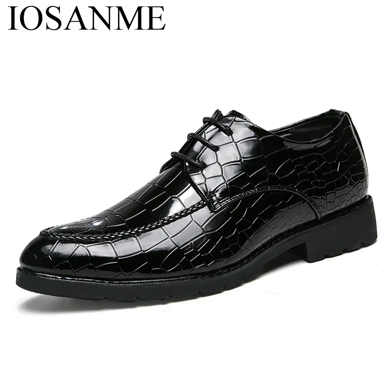 snake skin patent leather formal luxury italian brand glossy dress party cool designer male footwear brogue oxford shoes for men | Обувь