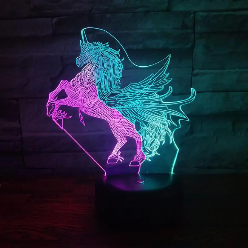 

СВЕТОДИОДНЫЙ 3d Красочный ночник с лошадью, креативная визуальная сенсорная 3d лампа, украшение для вечеринки, Рождественские декоративные о...