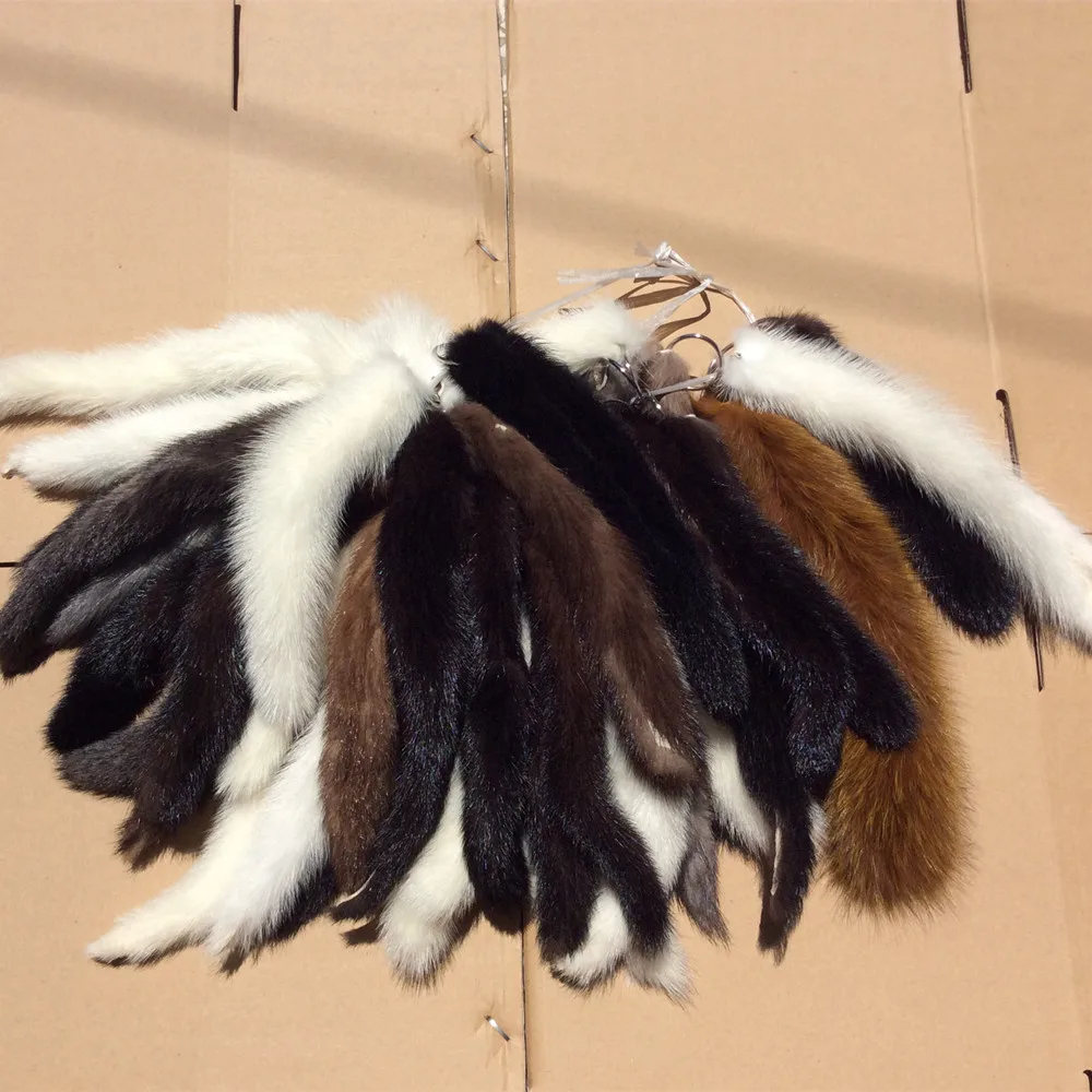 

Real fur tail keychain of Real Genuine Mink Fur Tail handbag charms bags tag smooth car keyring pendant soft key Chain K109
