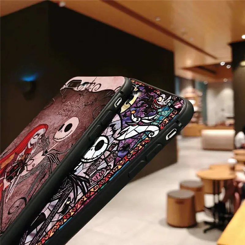 Хэллоуин Череп рельеф странный Джек черный ТПУ чехол для Coque iphone X XS XR MAX 6 6s 7 8 плюс