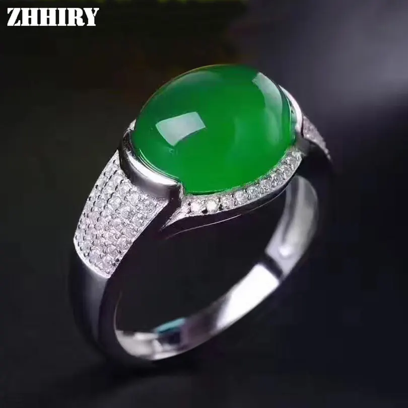 ZHHIRY натуральный зеленый халцедон кольцо из натурального