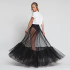 Женская прозрачная Однослойная юбка макси, черная длинная юбка из тюля с уникальными рюшами по краям, новый дизайн 2018