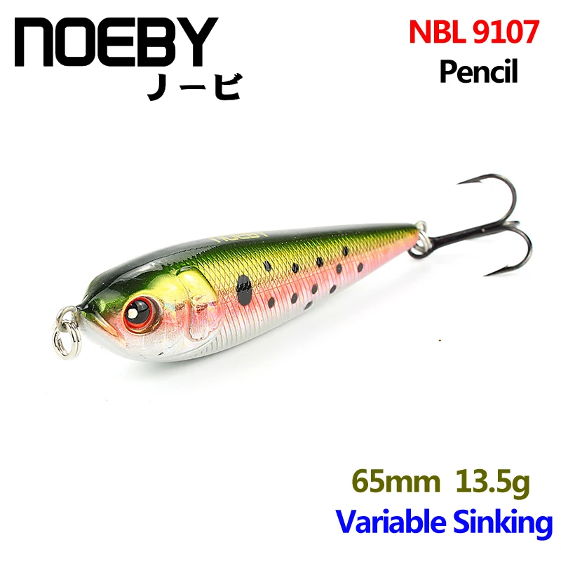 

NOEBY 1 шт. приманка для ловли рыбы, 65 мм/13,5 г переменной опускается на дно SuperPencil приманки рыболовные приманки VMC крючками красочные 3D глаза NBL9107