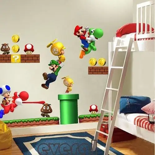 Горячее предложение Super Mario Bros настенные наклейки с росписью Стикеры детей Настенная Наклейка Винил Luzh