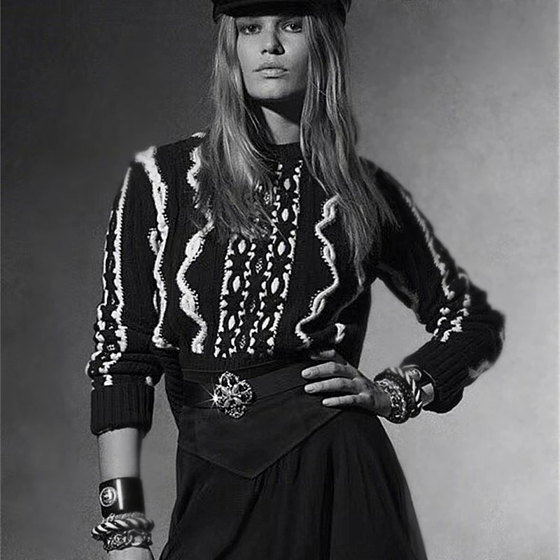 Подиумная брендовая мода женский комплект 2 шт. 2018 Осень Зима Винтаж Вязание