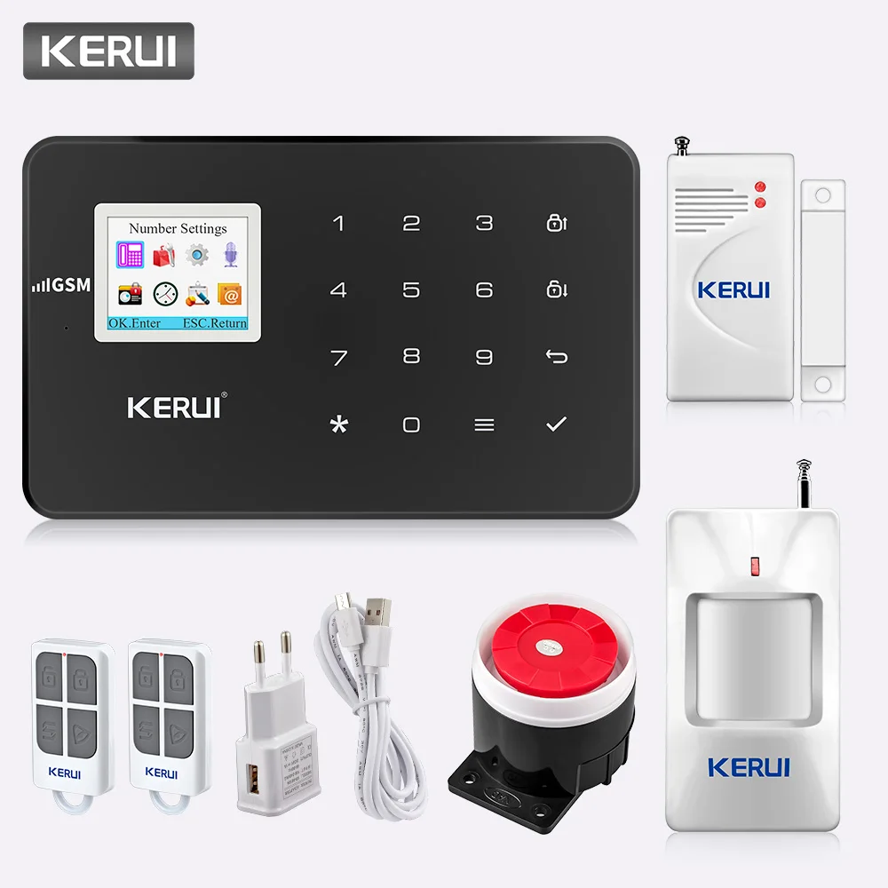 Black KERUI G18 Беспроводная GSM домашняя система охранной сигнализации охранная сигнализация датчик комплект с автоматическим циферблатом детектор движения датчик управление приложением - Цвет: Black