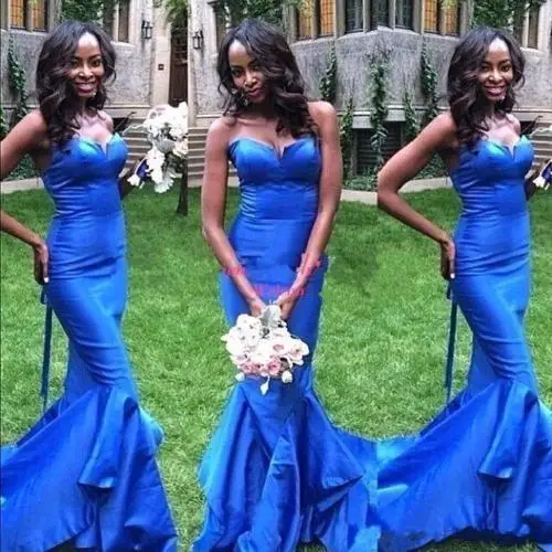 Сексуальная 2017 Русалка Королевский Синий Пром Платья Формальные Вечернее Платье