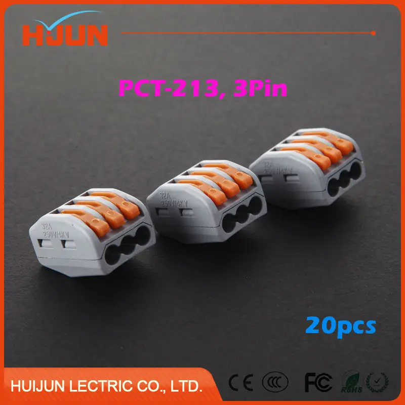 20 шт./лот PCT-213 (222-413) 3-контактный проводной разъем универсальный соединительный