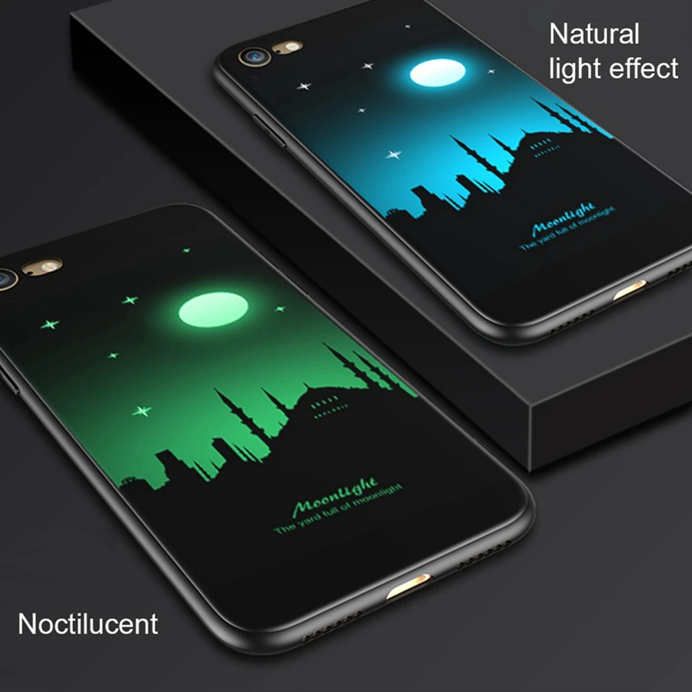 TOMKAS Luminous Cases For iPhone 7 Case Soft TPU Silicone Wolf Patterned Coque Phone 6 6s 8 Plus X Back Cover |