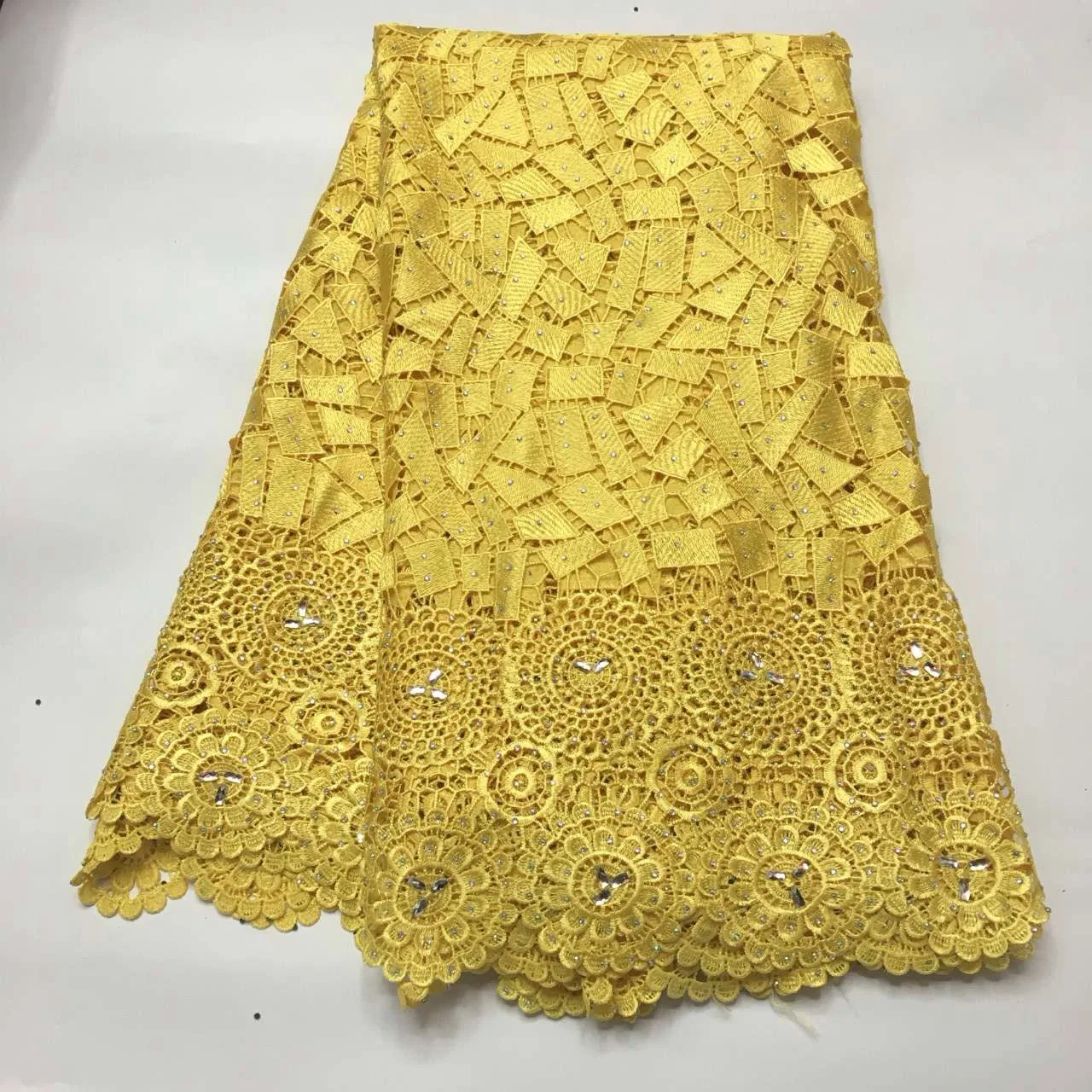 

Gift Christmas !New high quality African water soluble lace fabric with stone for wedding dress K-RA480 africa cord lace fabric