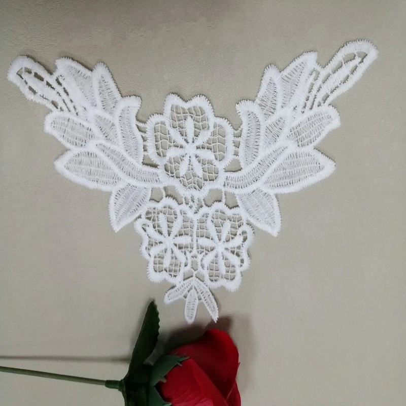 2 Pcs Lace Collar Beautiful Flower and Heart Venise Applique Trim Fabric Sewing Supplies Neckline | Дом и сад