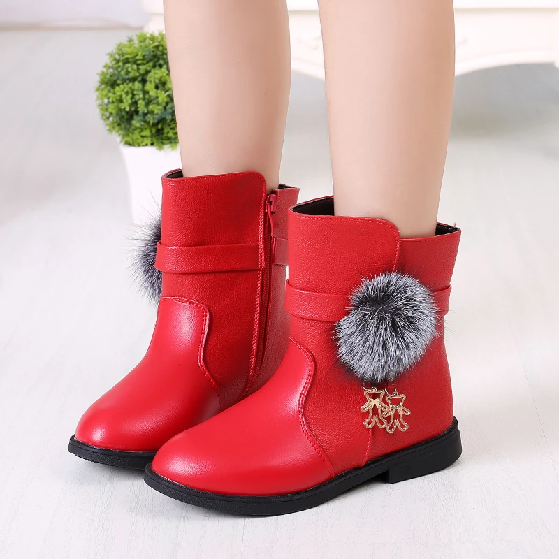 Winter Fashion child girls snow boots shoes warm plush soft bottom baby comfy kids leather winter boot for bab | Детская одежда и