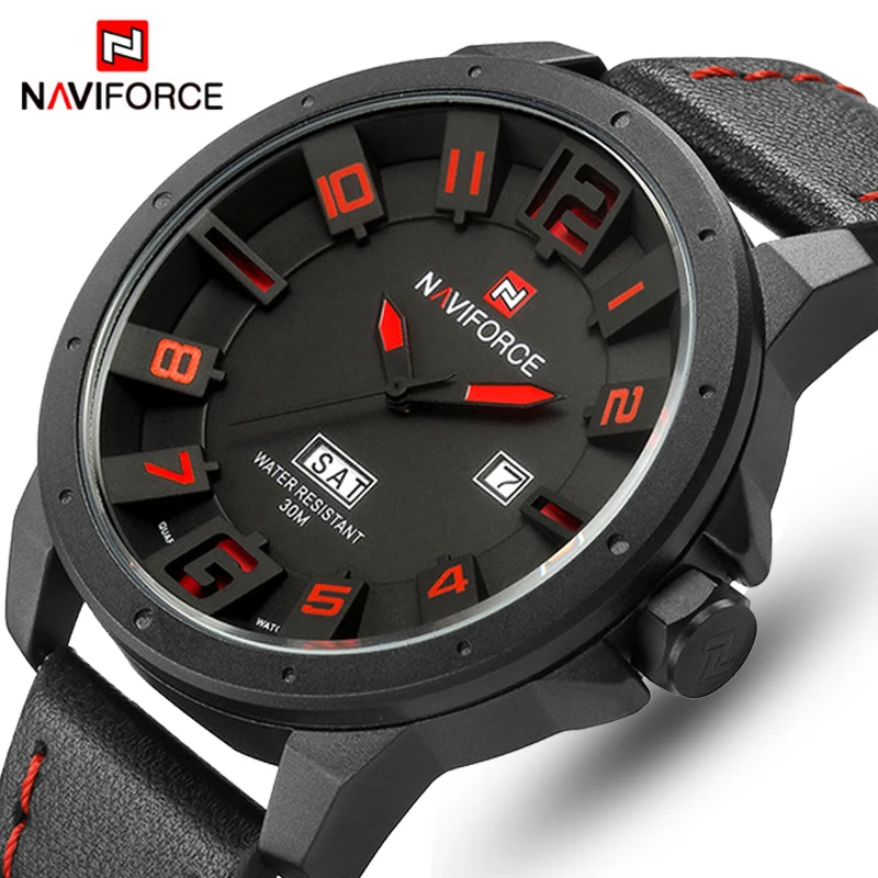 NAVIFORCE Элитный бренд Военная Униформа часы для мужчин аналоговые кварцевые 3D уход