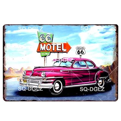 [SQ-DGLZ] мотель ROUTE 66 Оловянная вывеска Настенный декор американцы мужские уличные металлические поделки живопись Plaques 66 ROUTE США карта художественный плакат