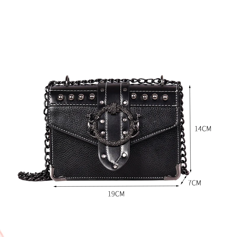 Ретро Модные женские сумки на плечо с заклепками и цепочкой Сумки из