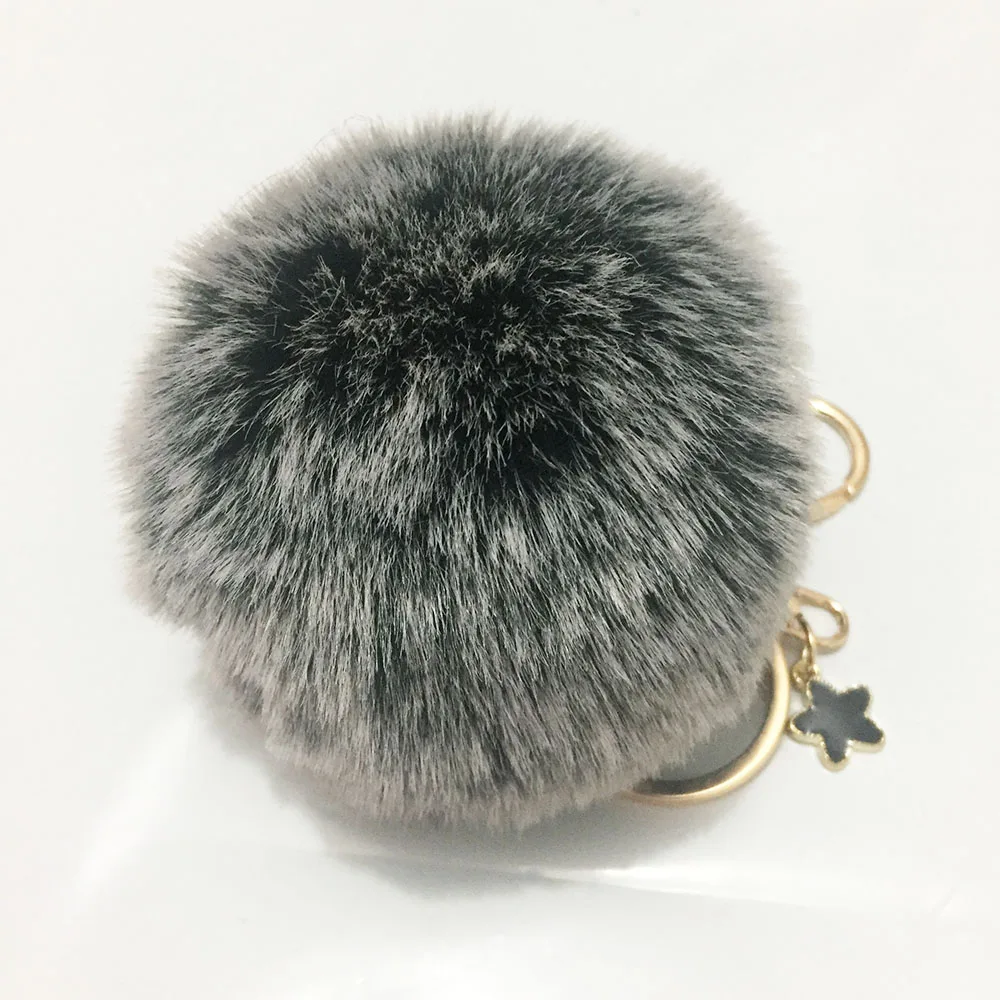 8 см помпон Искусственный Кролик золотой пряжкой черный Пентакль кулон пушистый