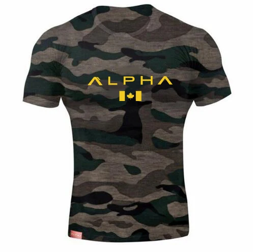 ALPHA maple Leaf модная летняя футболка с коротким рукавом, Мужская брендовая одежда, хлопковая удобная мужская футболка с принтом, мужские футболки для фитнеса - Цвет: Picture color