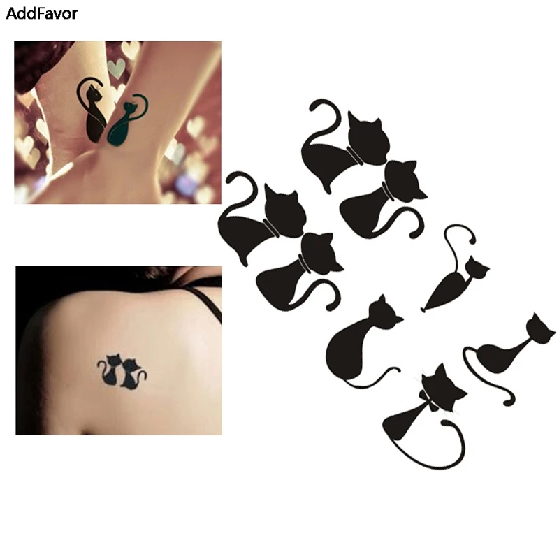 AddFavor 5PCS Love Black Cat Women Waterproof Temporary Tattoo Designs Bady Art Sticker Accessories Fake Makeup Paste Paper Tips | Красота и